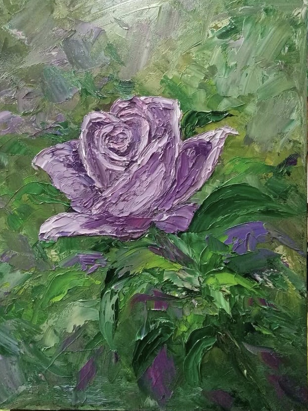 油畫～滿滿愛意的紫玫瑰《齊莉藝成的幸福城堡》 @齊莉藝成的幸福城堡